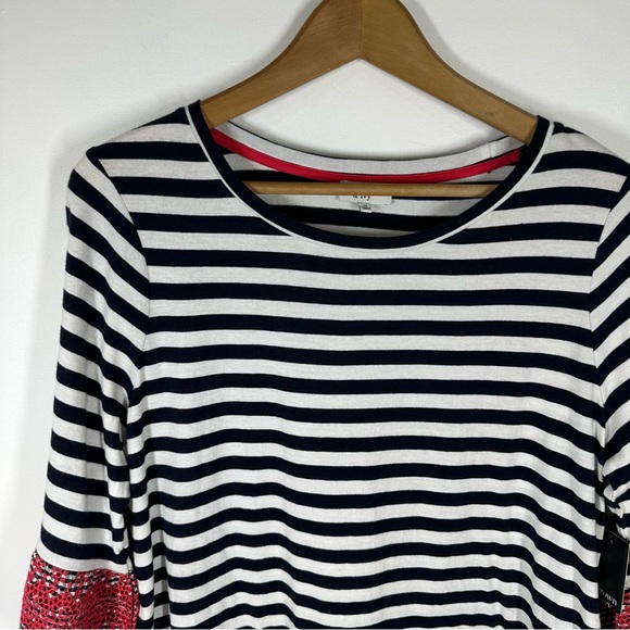 Crown & Ivy Striped Bell Sleeve Knit Dress Medium - Picture 2 of 8